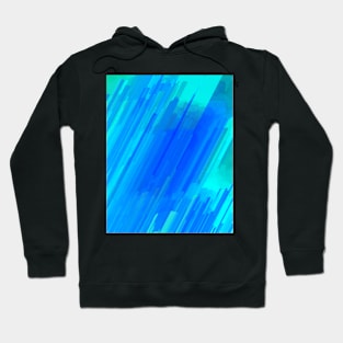 Abstract Bright Cyan Stripes on Blue Hoodie